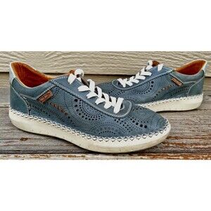 Pikolinos Mesina Women's 37 6.5-7 Lace Up Perforated Die Cut Leather Sneakers